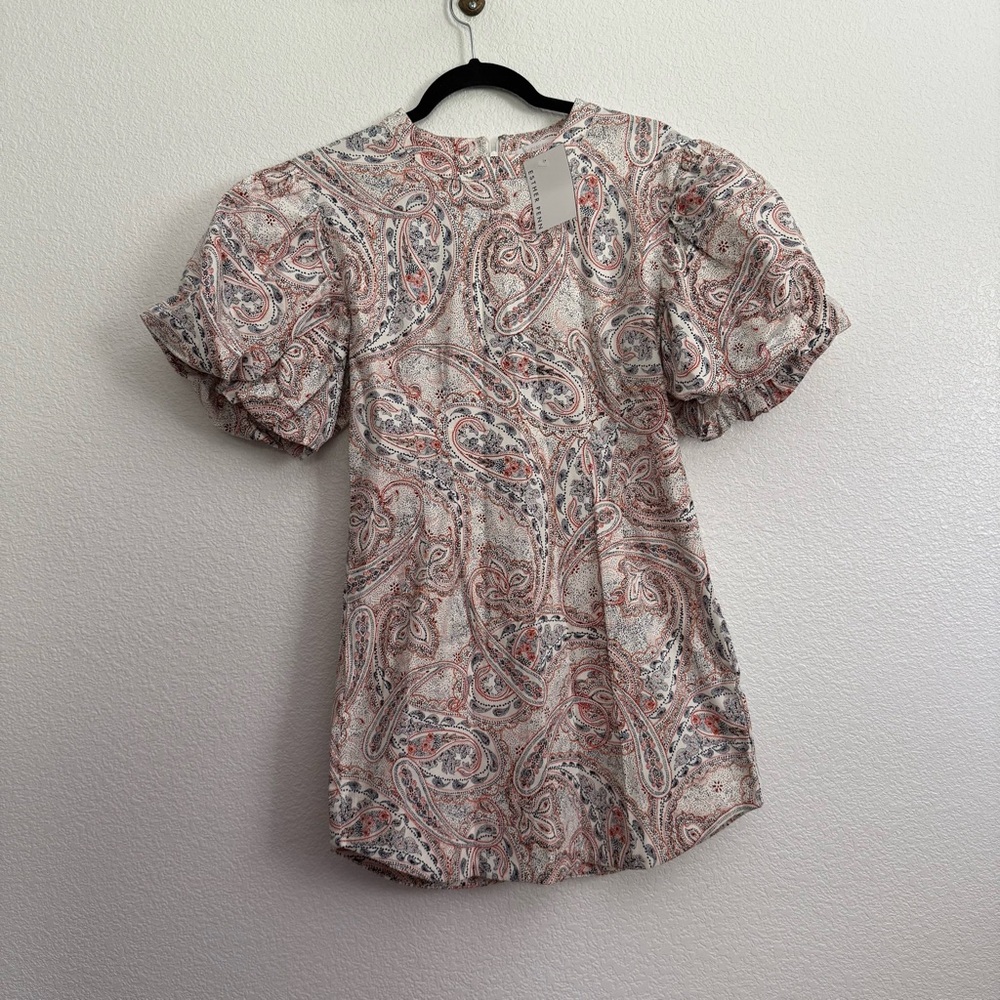 NWT Olivaceous Floral Paisley Puff Sleeve Mini Dress Large